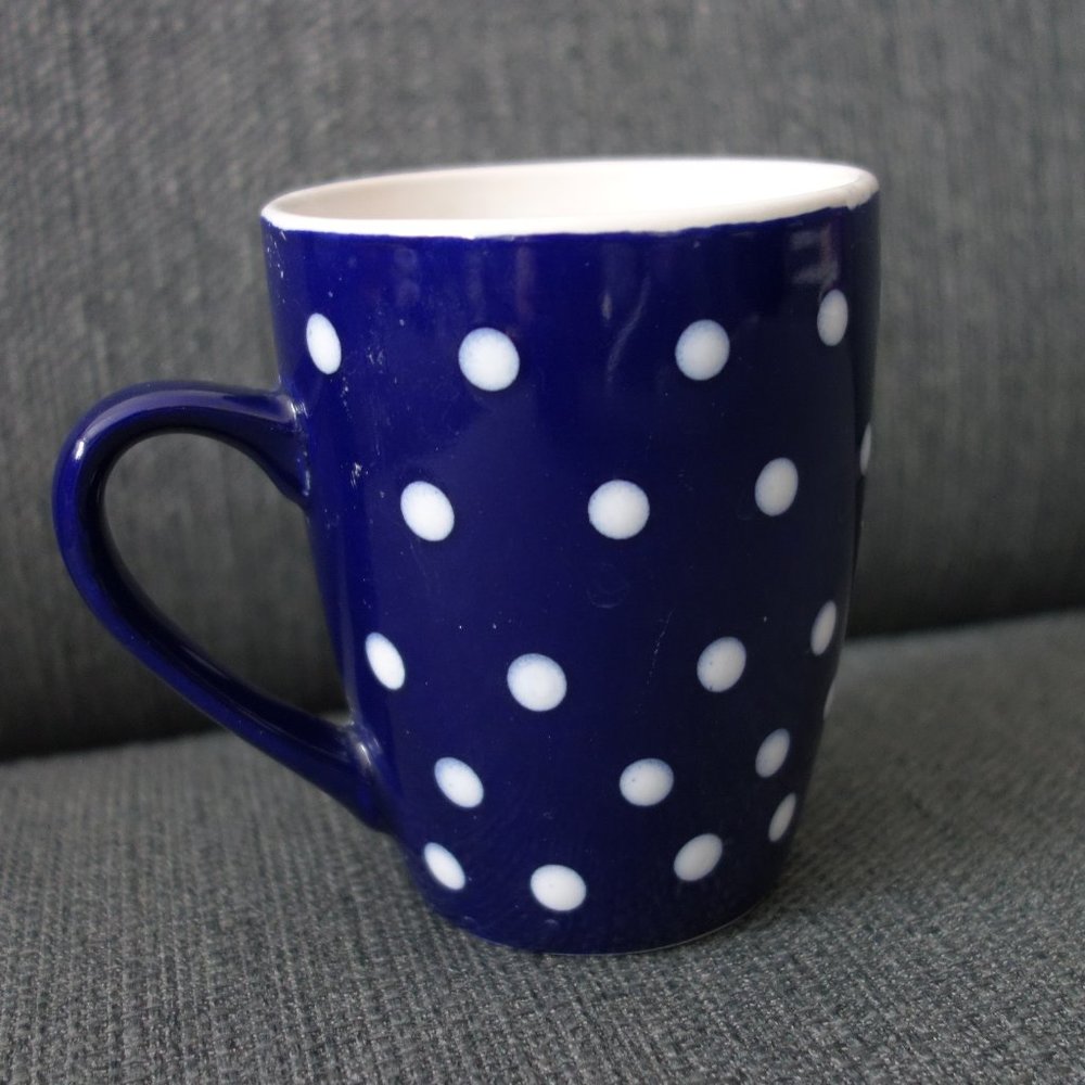 Blue Ceramic Mug with White Dots